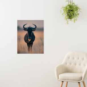 Majestic Wildebeest at Sunset – African Wildlife Foam Board