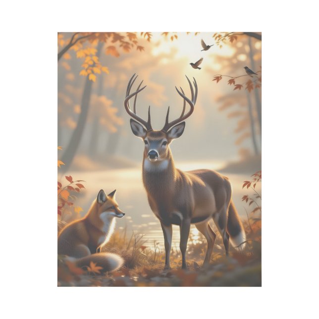 Majestic Wildlife Print - Deer, Fox & Birds  (Front)