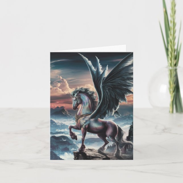Majestic Winged Horse Blank Card (Front)