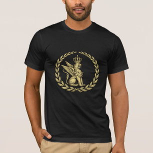 Majestic Winged Lion Heraldic Crest Gold Emblem T-Shirt
