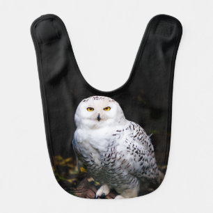 Majestic winter snowy owl baby bib