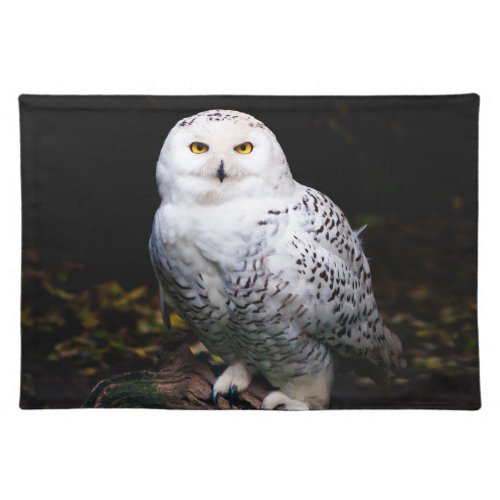 Majestic winter snowy owl cloth placemat