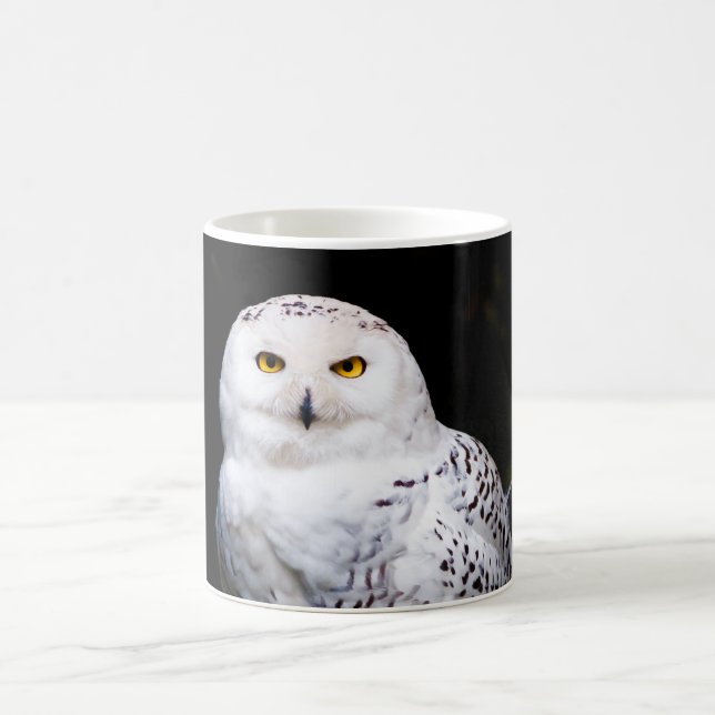 Majestic winter snowy owl coffee mug (Center)