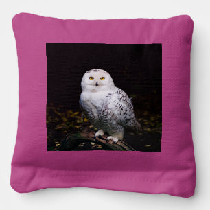 Majestic winter snowy owl cornhole bags