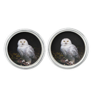 Majestic winter snowy owl cufflinks