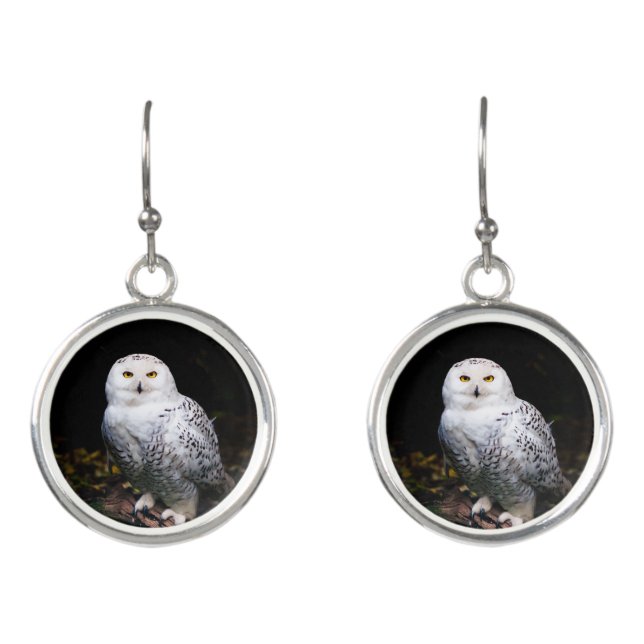 Majestic winter snowy owl earrings (Front)