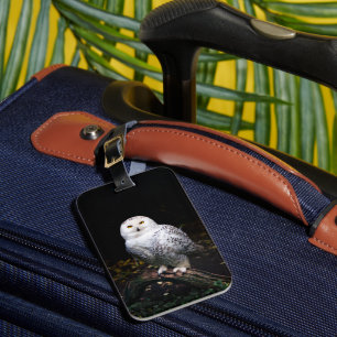Majestic winter snowy owl luggage tag