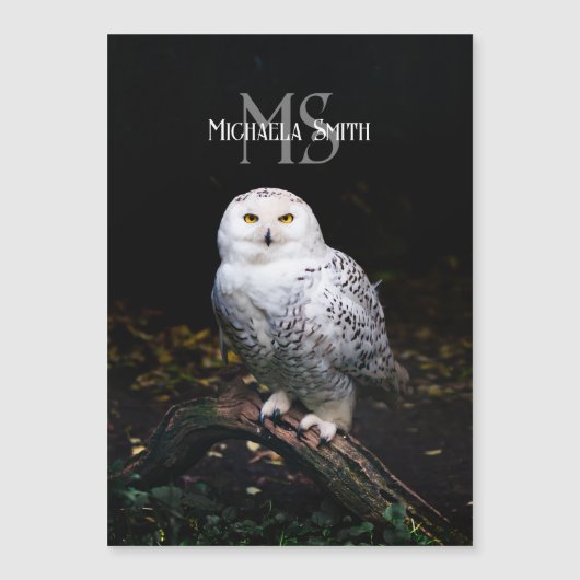 Majestic winter snowy owl monogram custom name (Front)