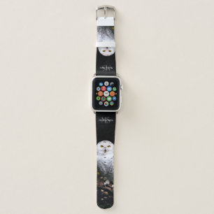 Majestic winter snowy owl monogram custom name apple watch band