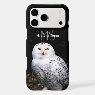 Majestic winter snowy owl monogram custom name iPhone 17 pro max case