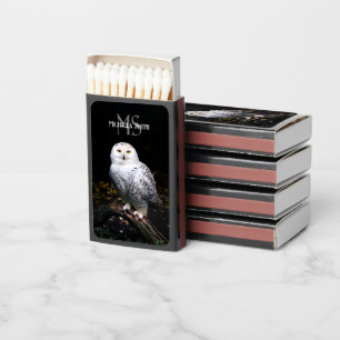 Majestic winter snowy owl monogram custom name matchboxes