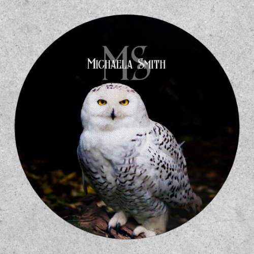Majestic winter snowy owl monogram custom name patch