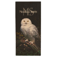 Majestic winter snowy owl monogram custom name