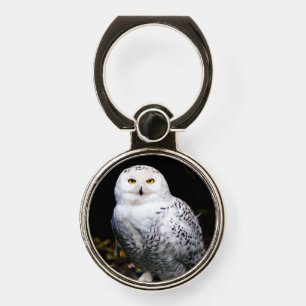 Majestic winter snowy owl phone ring stand