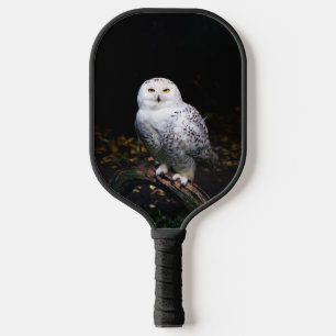 Majestic winter snowy owl pickleball paddle
