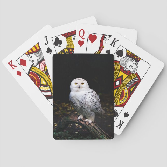 Majestic winter snowy owl poker cards (Back)