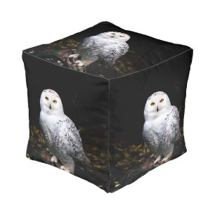 Majestic winter snowy owl pouf