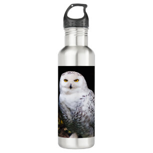 Majestic winter snowy owl stainless steel water bottle