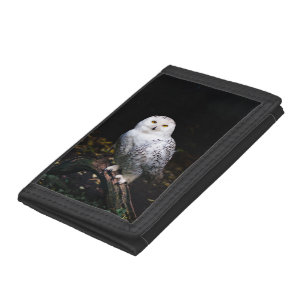 Majestic winter snowy owl tri-fold wallet
