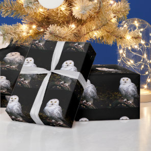 Majestic winter snowy owl wrapping paper