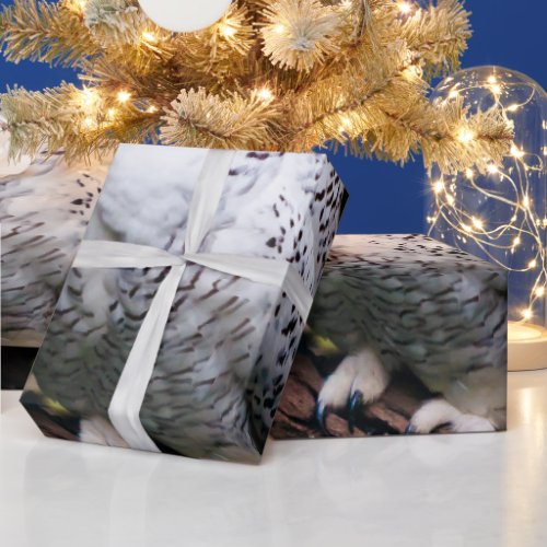 Majestic winter snowy owl wrapping paper