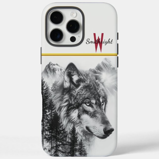 Majestic wolf among foggy mountains and tall pines Case-Mate iPhone case (Back)