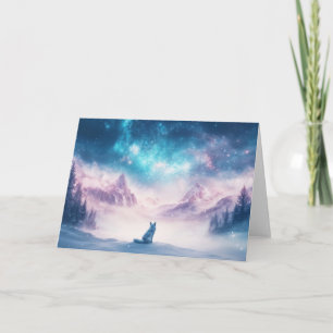 Majestic Wolf and Snowy Mountains Card