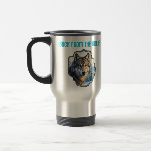 Majestic Wolf Double Exposure Wilderness Mugs (Left)