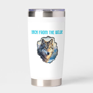 Majestic Wolf Double Exposure Wilderness Mugs Insulated Tumbler