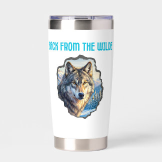 Majestic Wolf Double Exposure Wilderness Mugs Insulated Tumbler