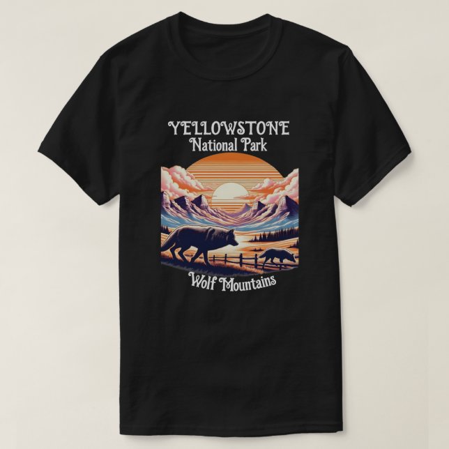 Majestic wolf Family in Meadow T-Shirt (Design Front)