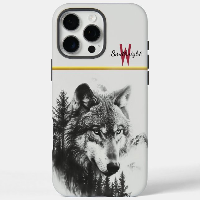 Majestic wolf gazes over a misty forest landscape Case-Mate iPhone case (Back)