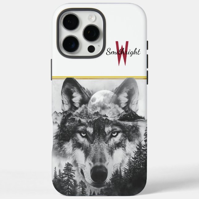 Majestic wolf gazing under a luminous full moon Case-Mate iPhone case (Back)