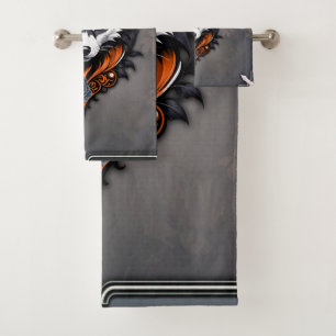 Majestic wolf head, finished in a deep, bath towel set