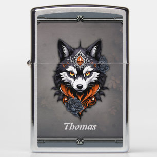 Majestic wolf head, finished in a deep, zippo lighter