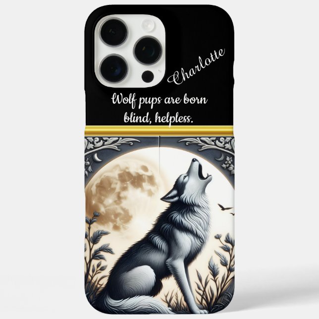Majestic Wolf Howling Under the Full Moon at Night Case-Mate iPhone Case (Back)