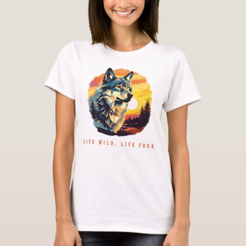 Majestic Wolf Impressionist Journey T_Shirt