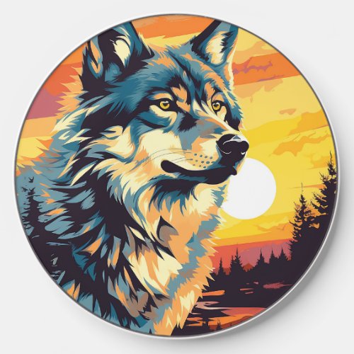 Majestic Wolf Impressionist Journey Wireless Charger