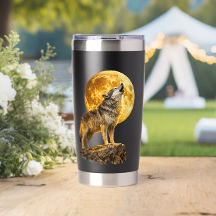 Majestic Wolf Moon Wilderness Travel Mug Insulated Tumbler