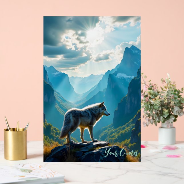Majestic Wolf Mountain Art Acrylic Sign (Wedding)