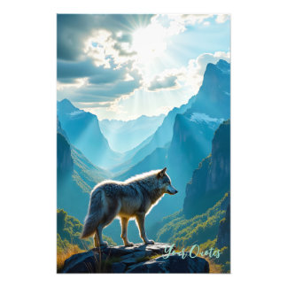 Majestic Wolf Mountain Art Photo Print