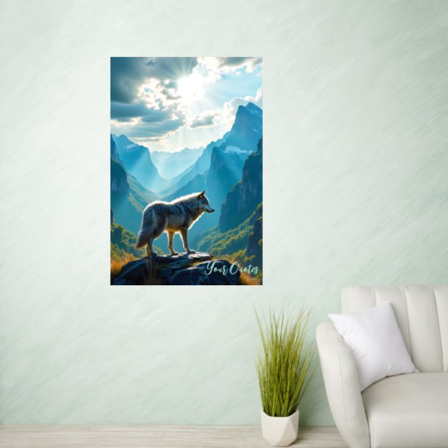Majestic Wolf Mountain Art Wall Decal (Living Room)