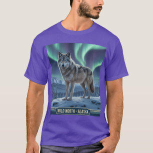 Majestic Wolf 🌌❄️ Northern Lights Wildlife Art T-Shirt