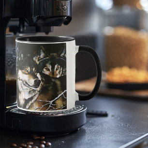 Majestic Wolf Pack Winter Snow Forest Wildlife Mug