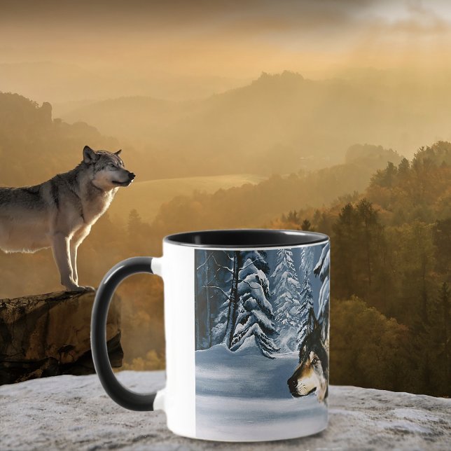 Majestic Wolf Pack Winter Snow Forest Wildlife Mug (Creator Uploaded)