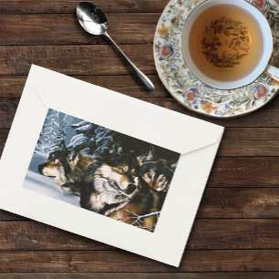 Majestic Wolf Pack Winter Snow Forest Wildlife Rectangular Sticker