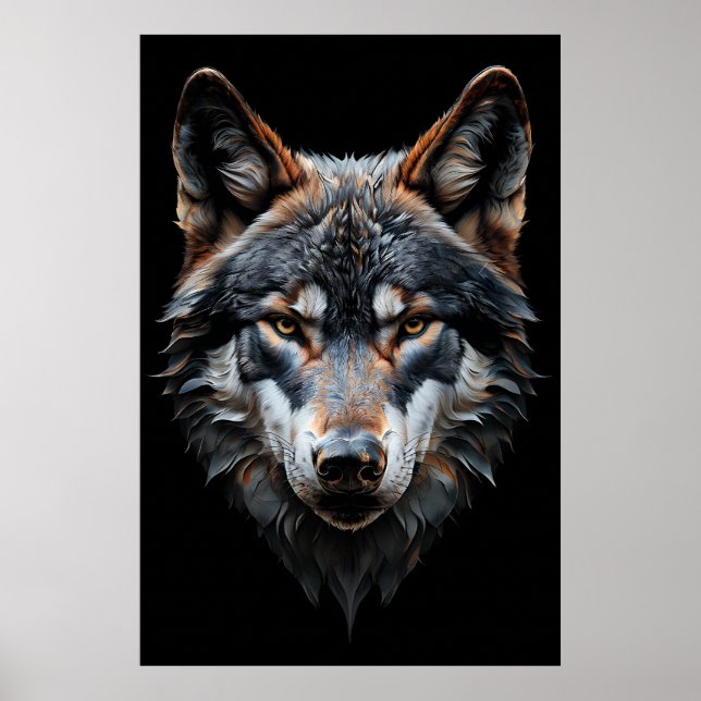 Majestic Wolf Portrait – Hyperreal Animal Art Poster (Front)