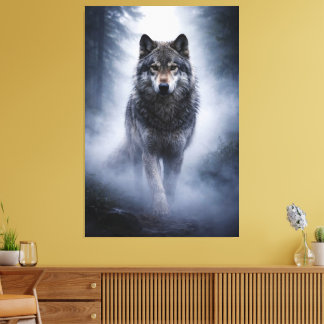 Majestic Wolf – Silent Presence in the Fog Canvas Print