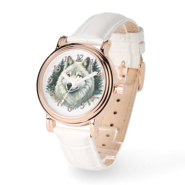 Majestic Wolf Timepiece Watch (Angle)
