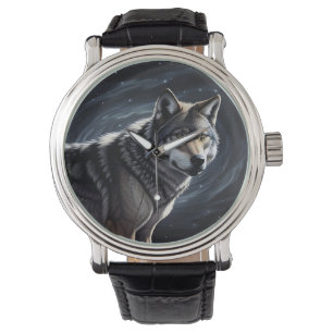 Majestic Wolf Under Starry Sky Watch